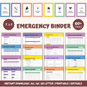 Just In Case Binder Printable Emergency Binder Fillable PDF What If Binder In Case of Emergency Binder Home Binder Organization Binder