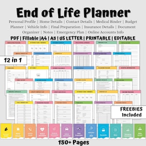 End of life planner printable,what if binder digital,Just in case of emergency planner bundle,ultimate life planner,funeral planner pdf a4