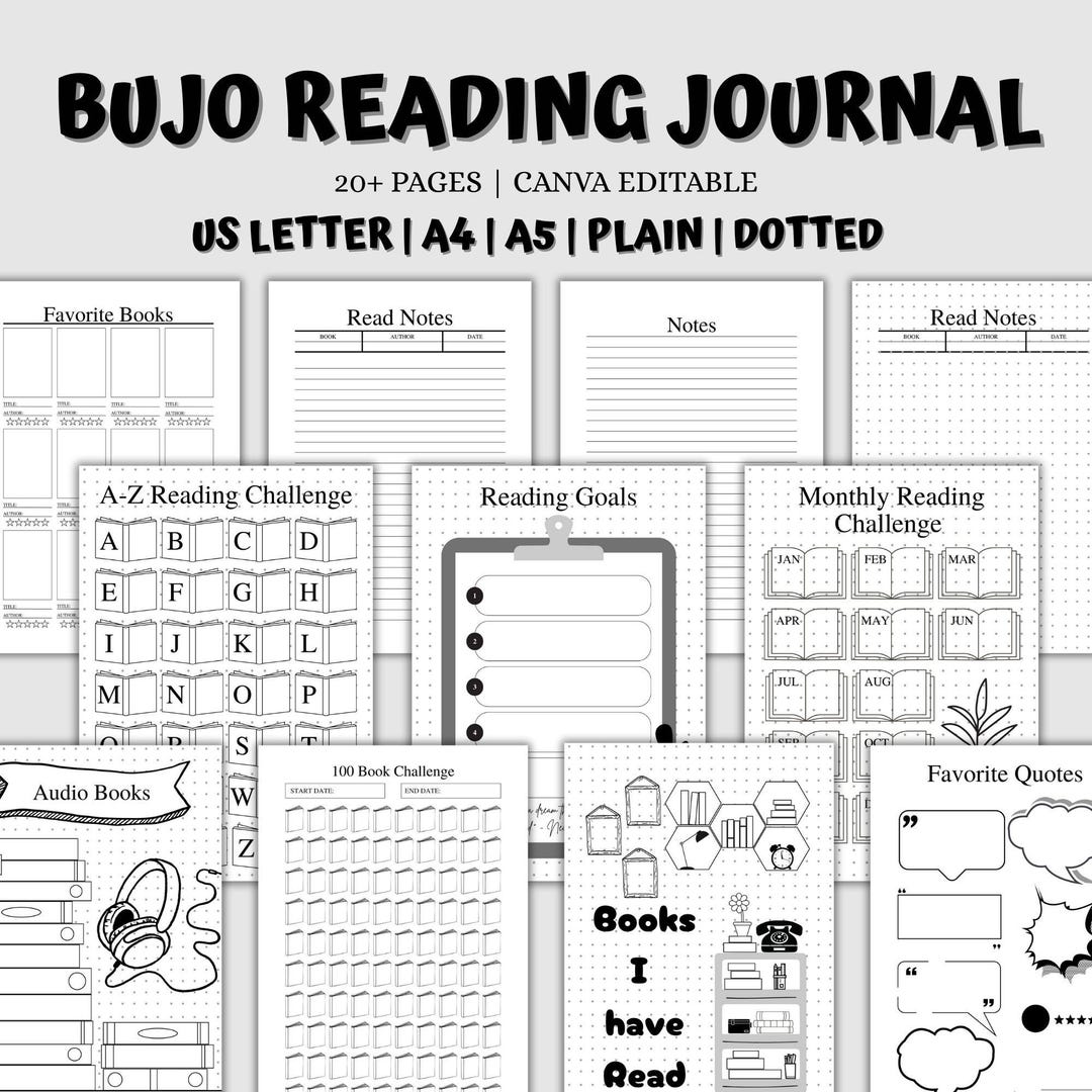 Printable Book Review Template, Reading Journal A5 PDF, Digital Book ...