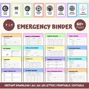 Just In Case Binder Printable Emergency Binder Fillable PDF What If Binder In Case of Emergency Binder Home Binder Organization Binder