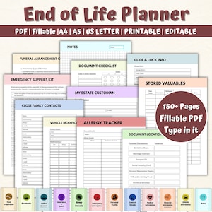 Printable End of Life Binder &amp; Planner, Legacy Organizer, Estate ...