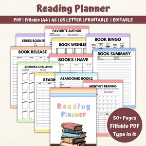 Book Reading planner bundle printable,Reading planner 2024,printable reading challenge,Book review log book,Monthly Reading journal minimal