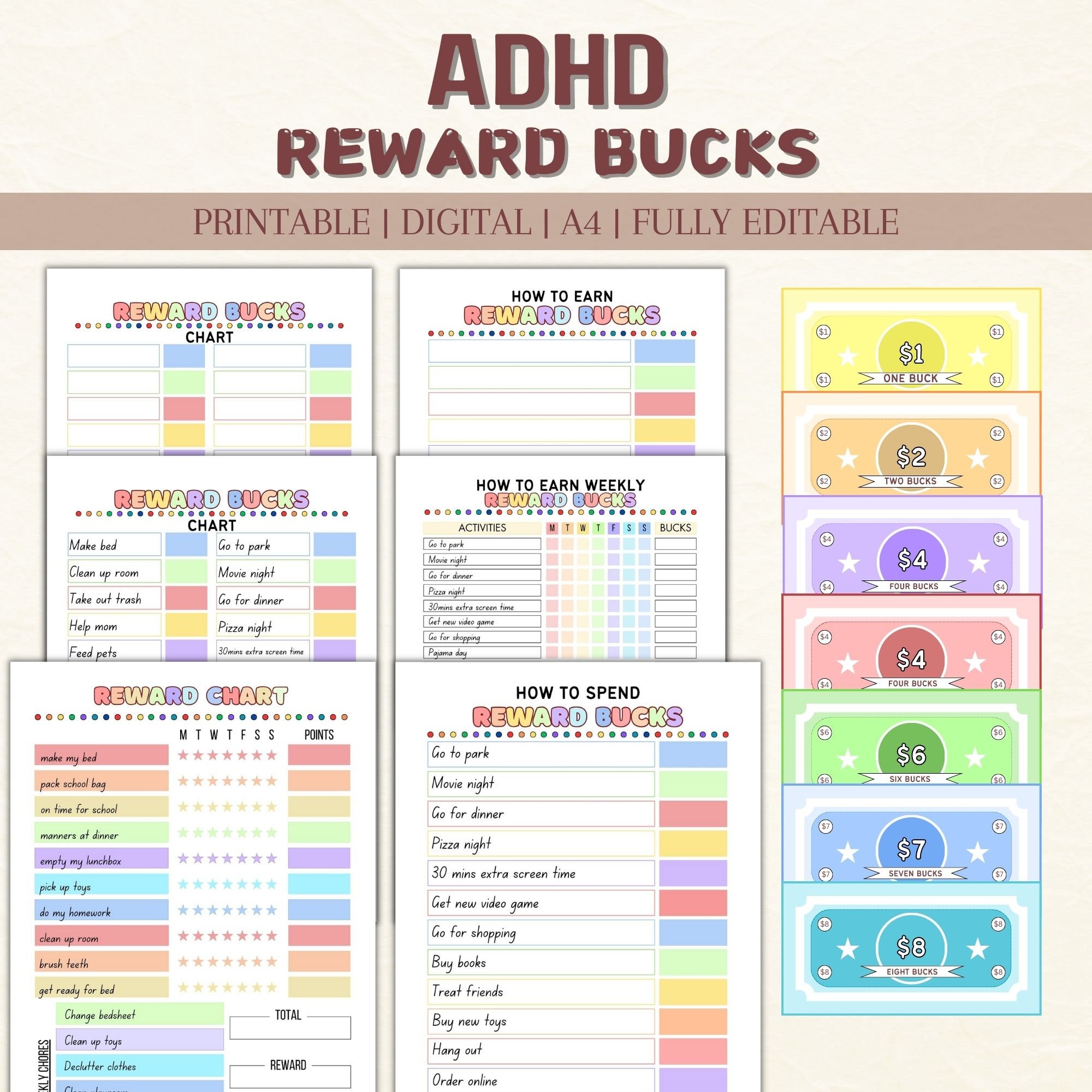Adhd Adult Reward Chart - Etsy for Free Printable Adhd Behavior Charts Pdf