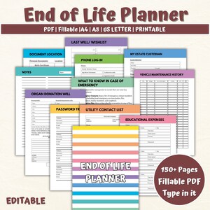 End of Life Planner, Last Wishes Planner, Estate Planning, Will, Final Preparations, What If Binder, Emergency Planner, End Of Life Planning