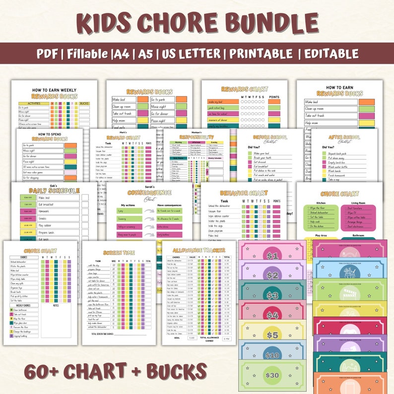 Chore Chart, Kids Chore Chart, Toddler Chore Chart, Chore Chart for ...