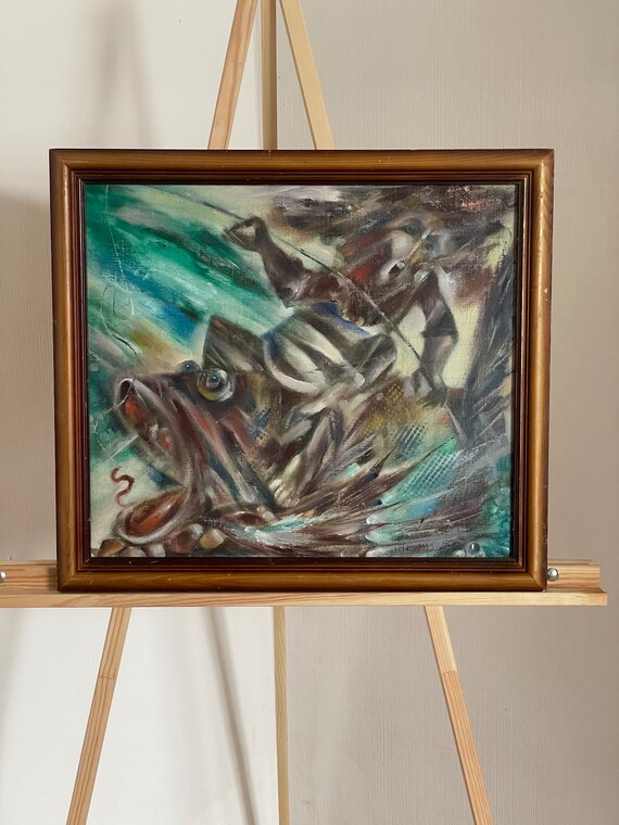 シマコフ V.、明るい前衛的な油絵スタイル「ロビンソン」ソビエト