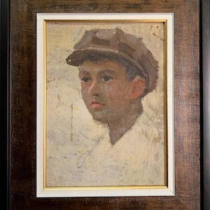 Konovalyuk F., pintura expresionista brillante "Retrato de un hombre joven", pintura al óleo vintage original, artista ucraniano soviético, única en su tipo