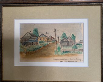 水彩画 ロシア 1974年制作 作者署名入り 現地ソビエトにて購入
