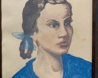 明るい前衛的な絵画「ソビエト少女の肖像」ソビエトウクライナの