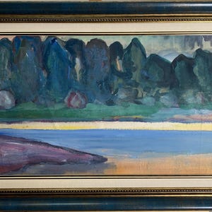 Leonid Bondar, vívida pintura expresionista "Lluvia de primavera", acuarela vintage original del artista ucraniano soviético, única en su tipo.