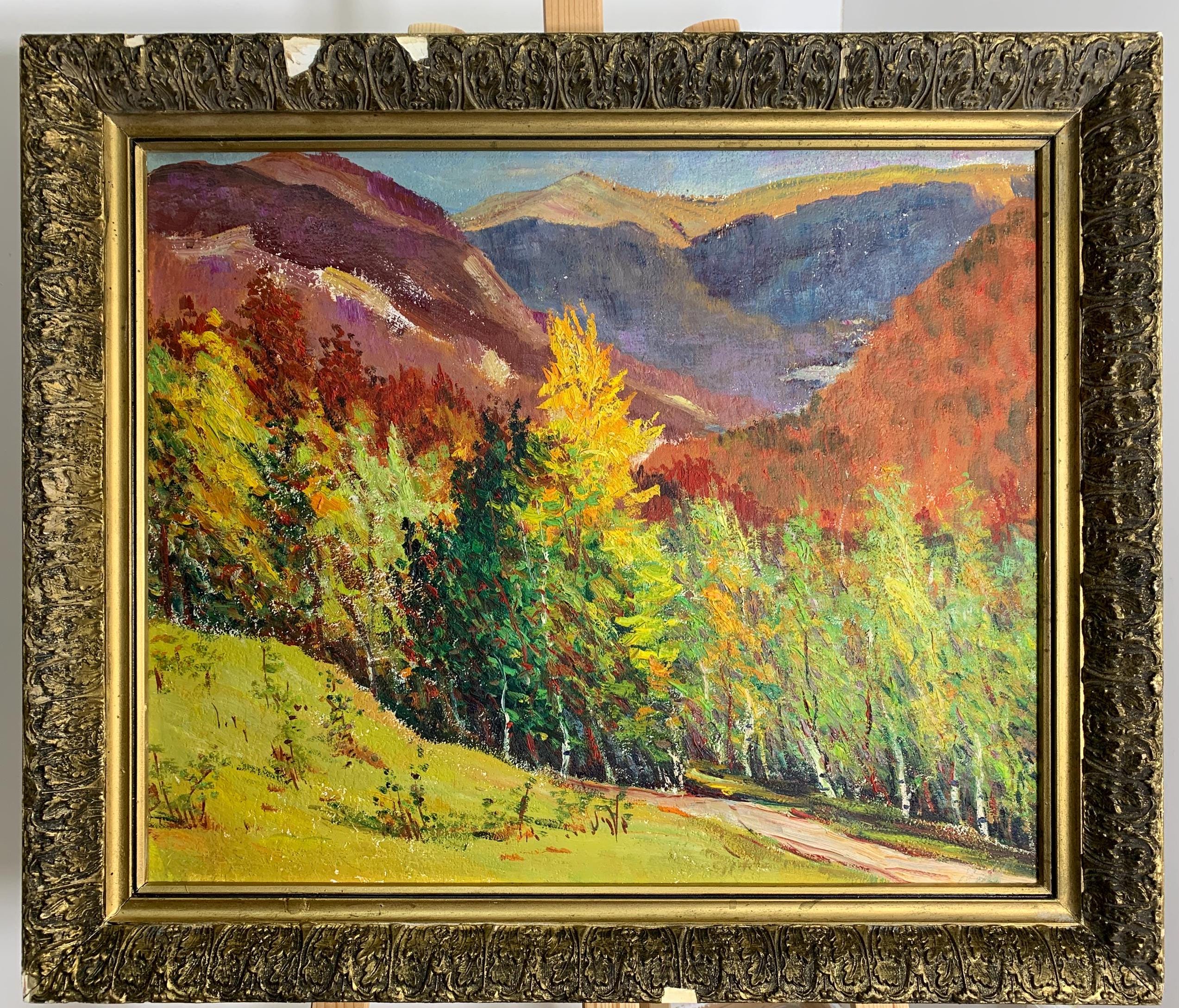 作者の明るい印象派の油絵「カルパティア山脈の秋」オリジナルの