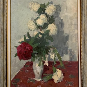 Igor Lenchik, pintura al óleo expresionista brillante “Ramo de flores”, pintura al óleo vintage original, artista ucraniano soviético