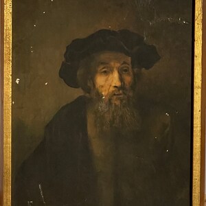 ヴィンテージのオランダ商人の肖像画プリント、木製フレーム入り水彩画