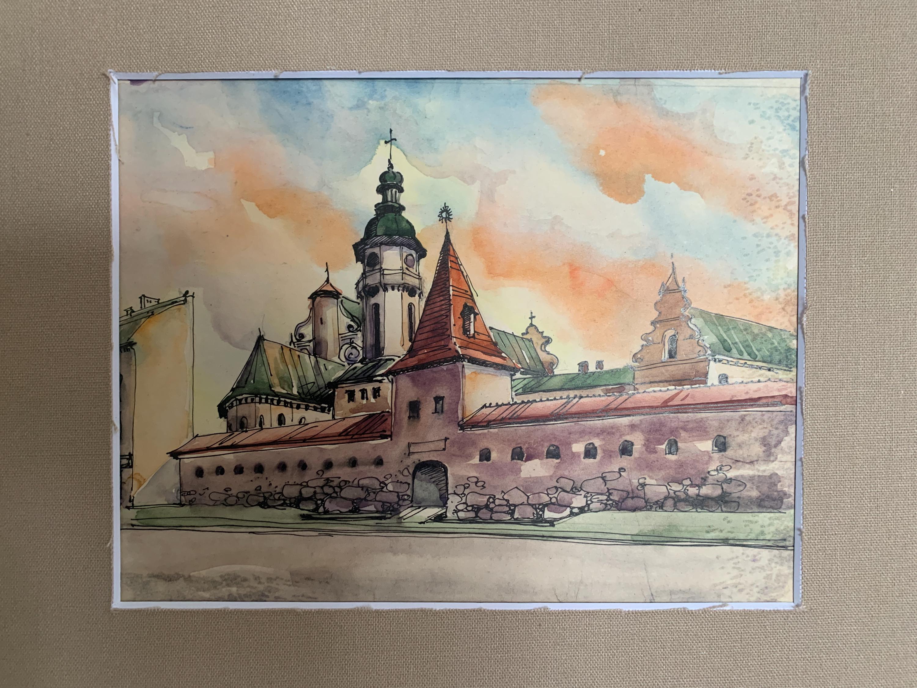 イェルジー・ヤニス、明るい表現主義の絵画「城」ソビエトウクライナの