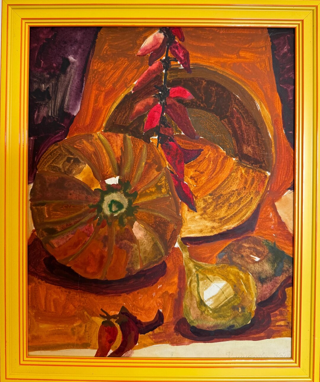 Vintage Watercolor Still Life Painting, Soviet Ukrainian Artist