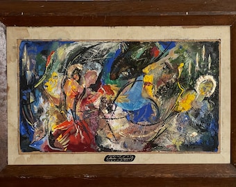 Lesnenko V., Bright impasto in the style - Avant-garde &quot;Portrait of Pushkin A.S.&quot; original vintage oil painting Ukrainian artist,Psychedelic