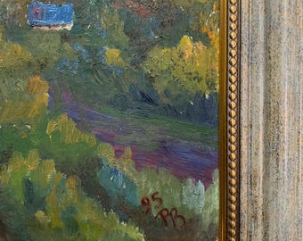 印象派風絵画 油彩 ヴィンテージ印象派油絵、ウクライナの田園風景、額装アート - Etsy 日本