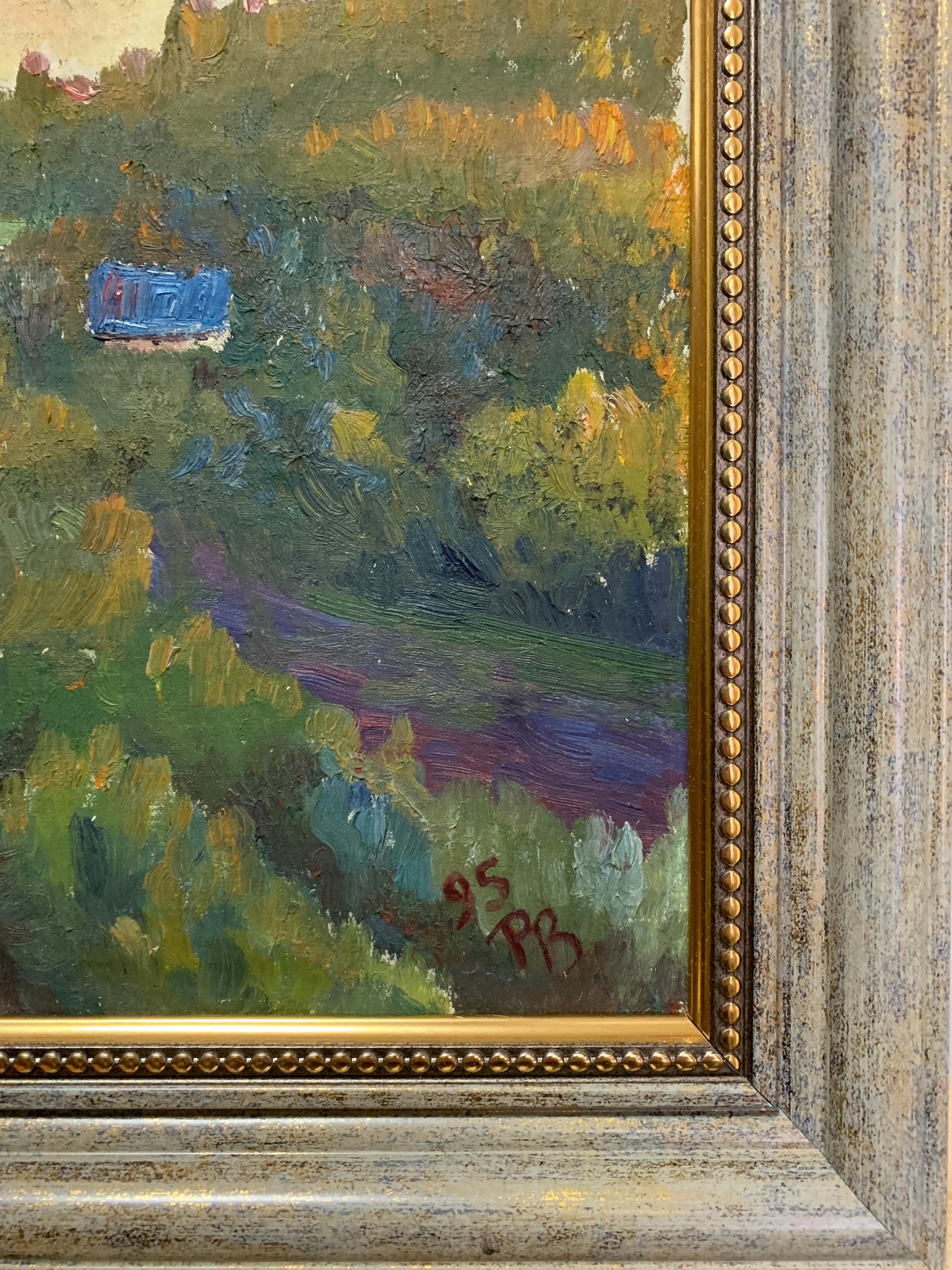 ヴィンテージ印象派油絵、ウクライナの田園風景、額装アート - Etsy 日本