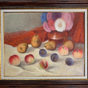 Romanenko S., impressionistic old oil painting &quot;Autumn Still Life&quot;, original vintage oil painting, one of a kind, in a stylish frame