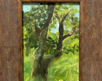 鮮やかな表現主義の油絵「Young Oak」は、ソビエトウクライナの