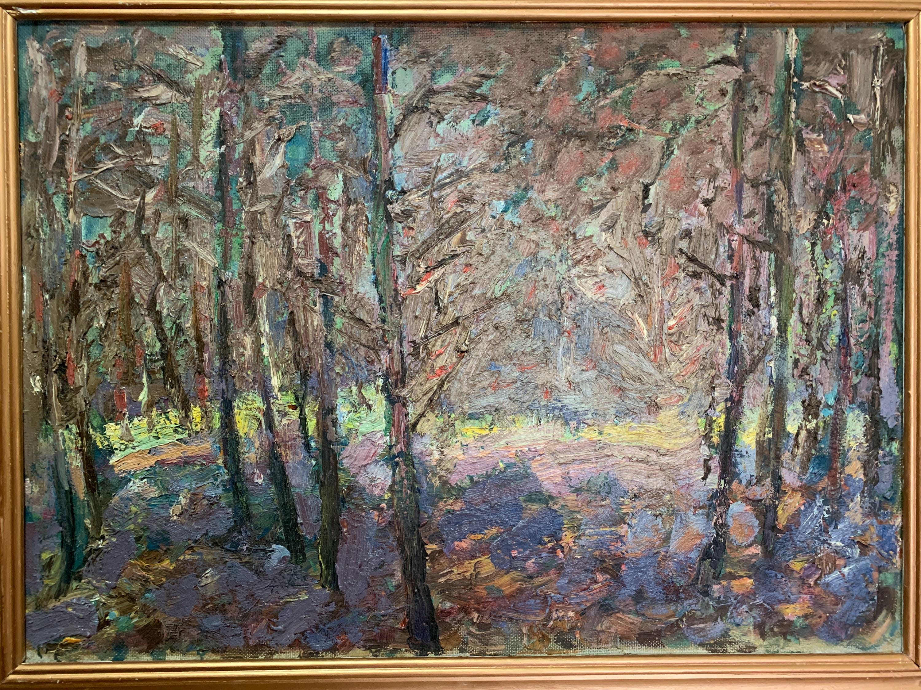 Bondar L.、明るい印象派の絵画「Forest Glade」、ソビエトウクライナ