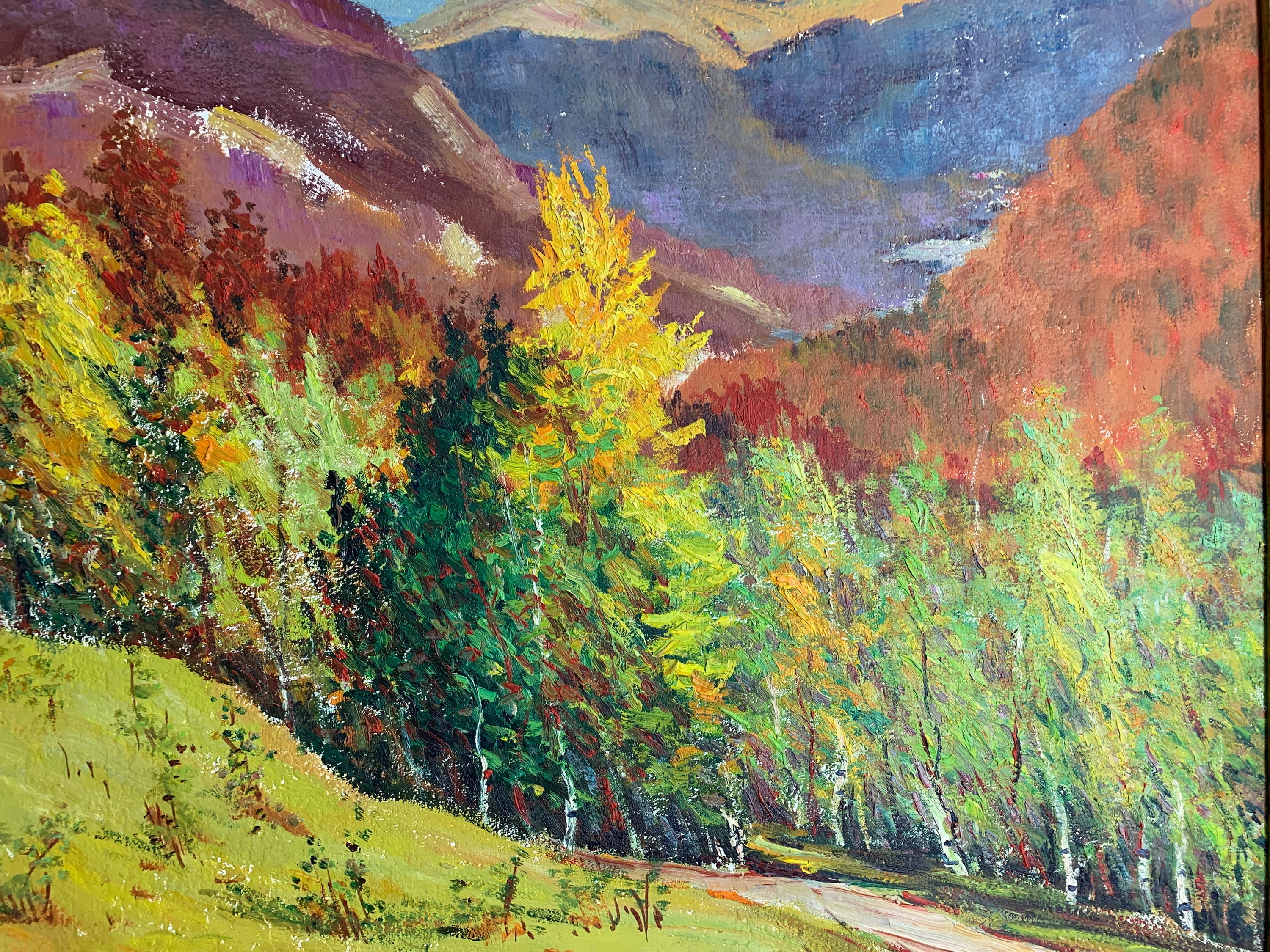 作者の明るい印象派の油絵「カルパティア山脈の秋」オリジナルの