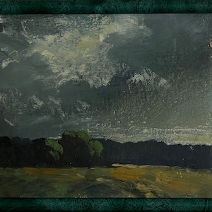 Bela pintura a óleo expressionista "Da série - Verão" pintura vintage original do artista ucraniano soviético - Gnoevoy Sergey, emoldurada