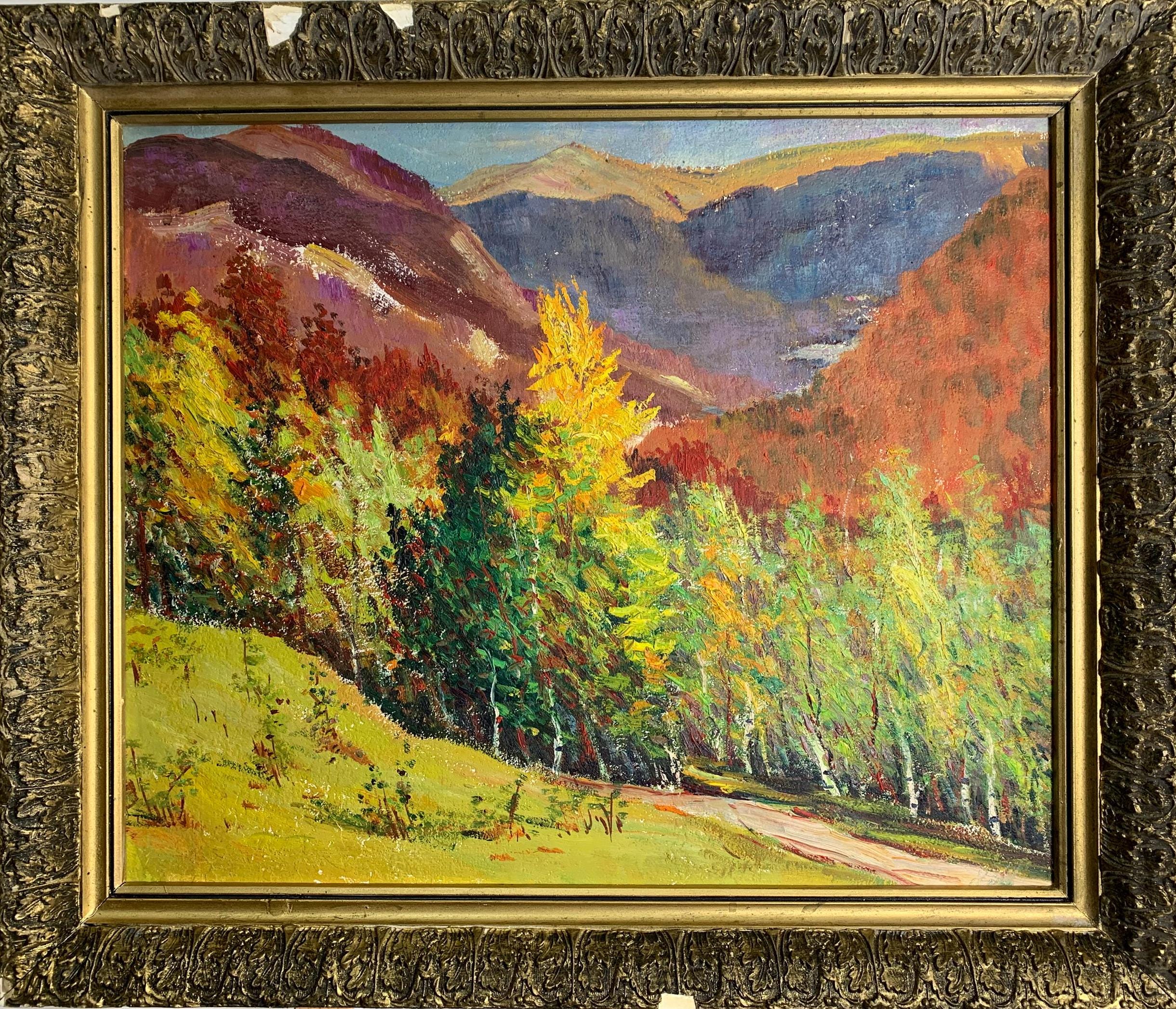 作者の明るい印象派の油絵「カルパティア山脈の秋」オリジナルの