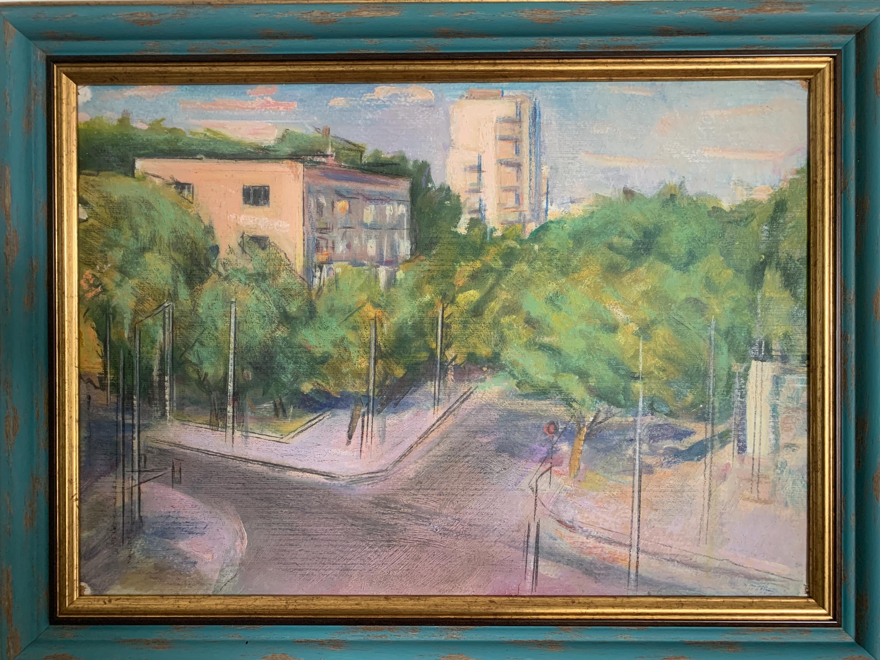 素晴らしい額の印象派風 油彩画 教会のシルエット 新品入荷 油彩画 素晴らしい額の印象派風 教会のシルエット ジクレー