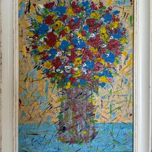 Kanashchuk V., pintura subterrânea de Bright Lviv "Flores do Campo", pintura a óleo original, artista ucraniano soviético, única, emoldurada