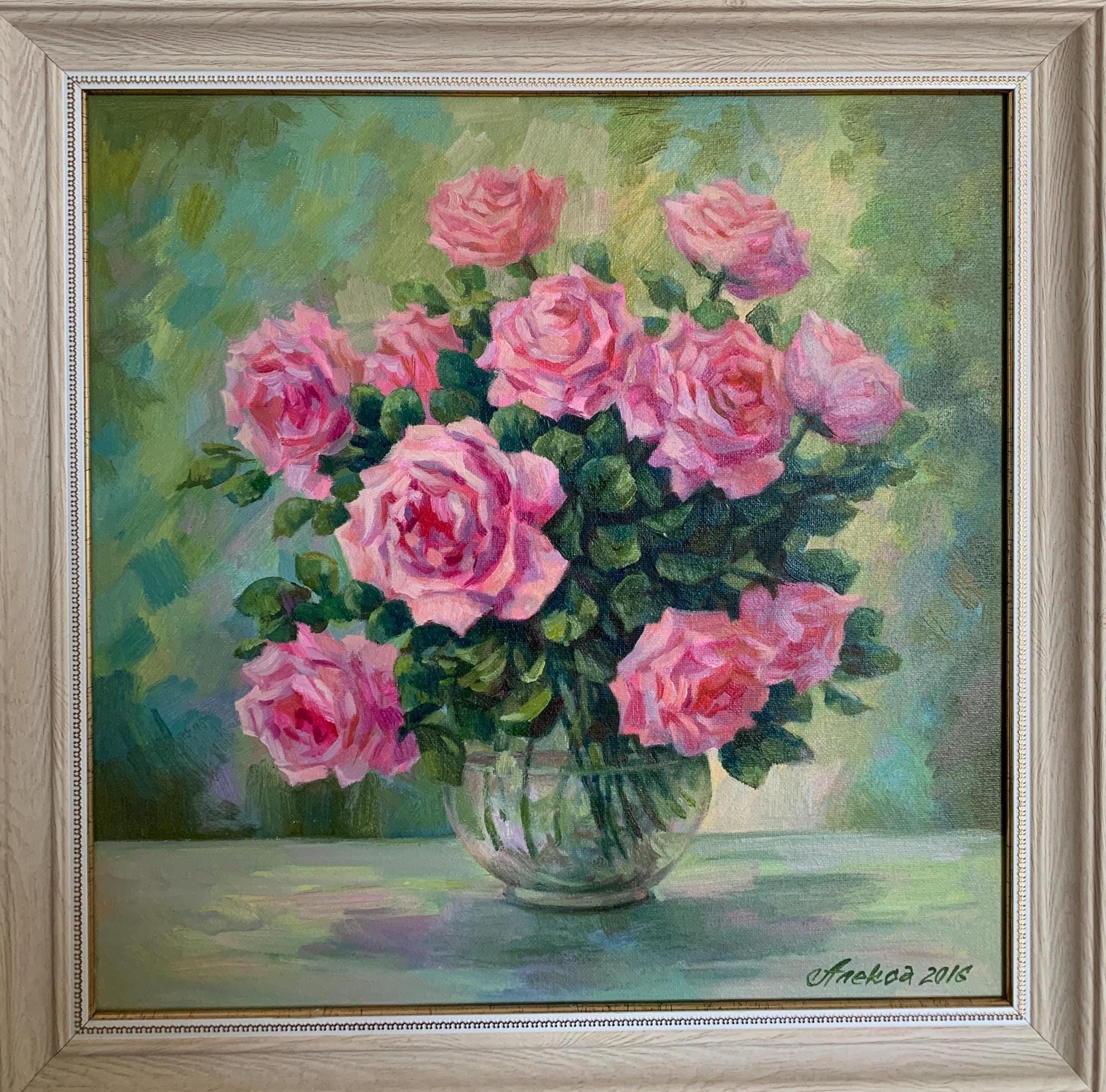 アレクサ、明るい印象派の絵画「バラの花束」は、ウクライナの