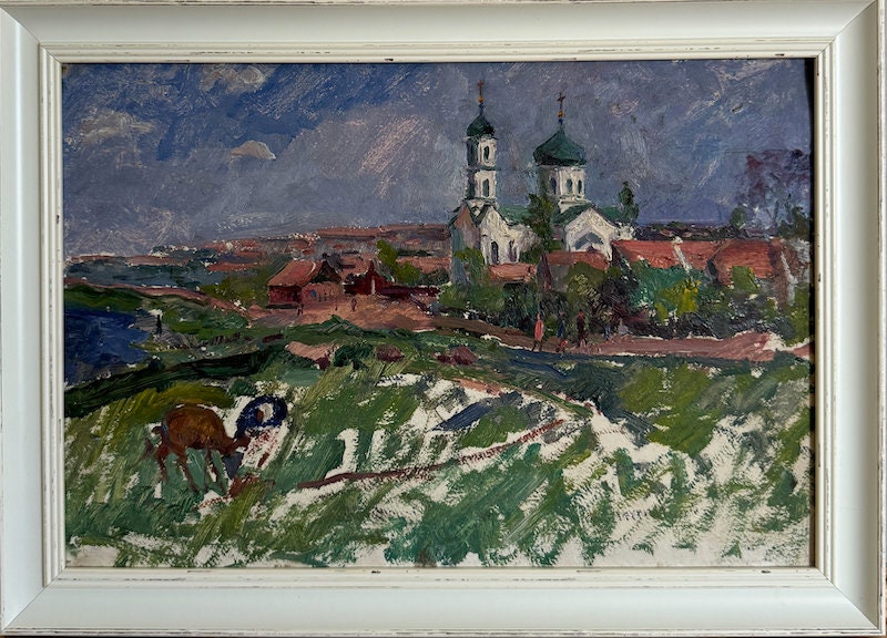 グリボク・ドミトリー、明るい印象派の油絵「夏の風景。ロゾヴァトカ