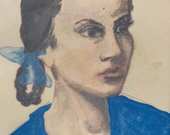 明るい前衛的な絵画「ソビエト少女の肖像」ソビエトウクライナの