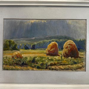 Kolesnik Vladimir, pintura a óleo expressionista vívida "Chuva de verão cega" pintura a óleo vintage original de artista ucraniano, uma única cópia