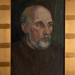 Krivenko Mikhail, pintura al óleo expresionista brillante "Retrato de un hombre" pintura al óleo vintage original artista ucraniano soviético - Kiev, enmarcado