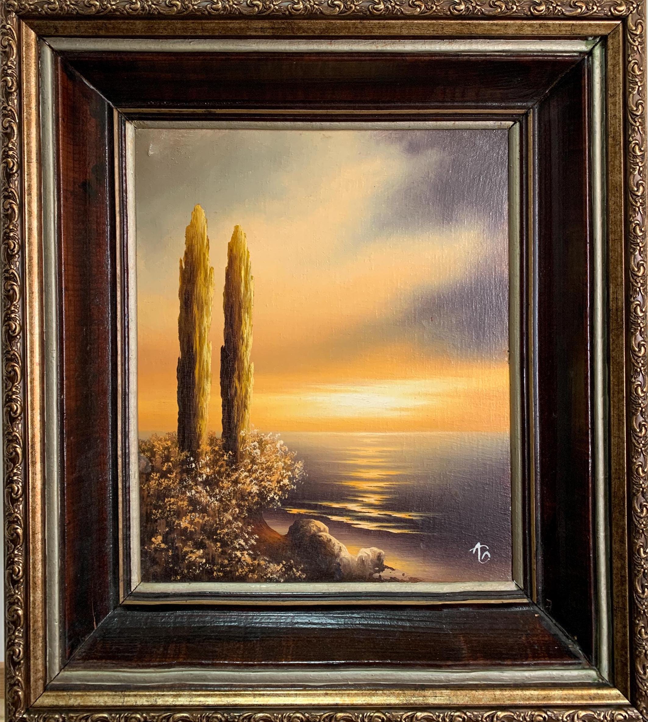 Brovkin A.、明るい表現主義の絵画「夕方の海のスケッチ」オリジナルの