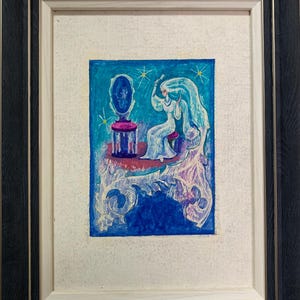 Cuadro impresionista brillante "Cuadro de cuentos de hadas para niños", cuadro vintage original de artista ucraniano soviético, enmarcado, único en su tipo