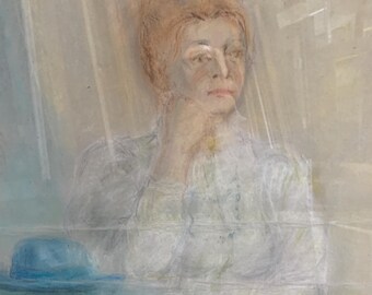 印象派風のスタイリッシュな絵画「高貴な女性」、オリジナルの