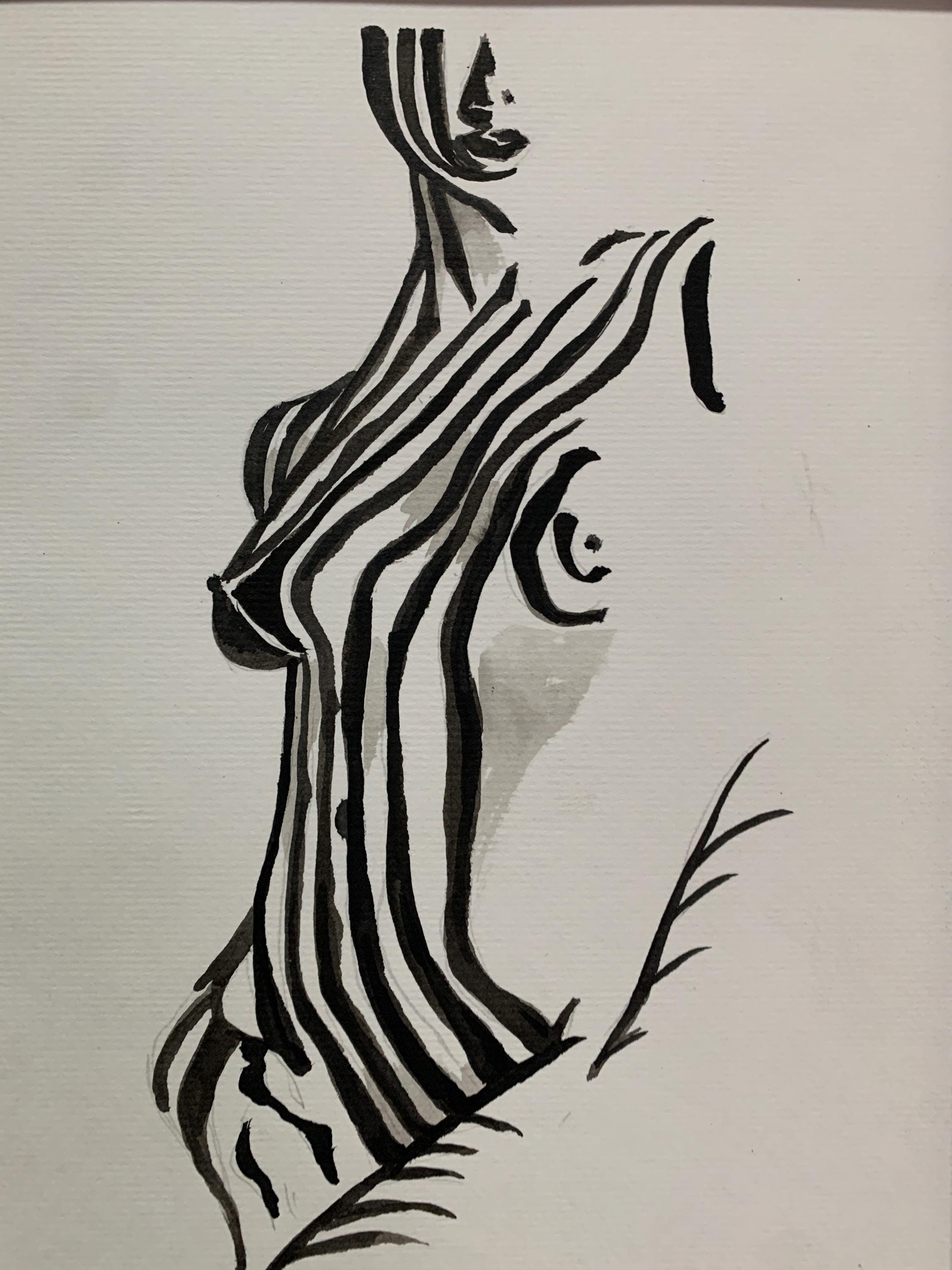 明るい前衛的な絵画「NU スタイルの女性のシルエット」、ソビエト