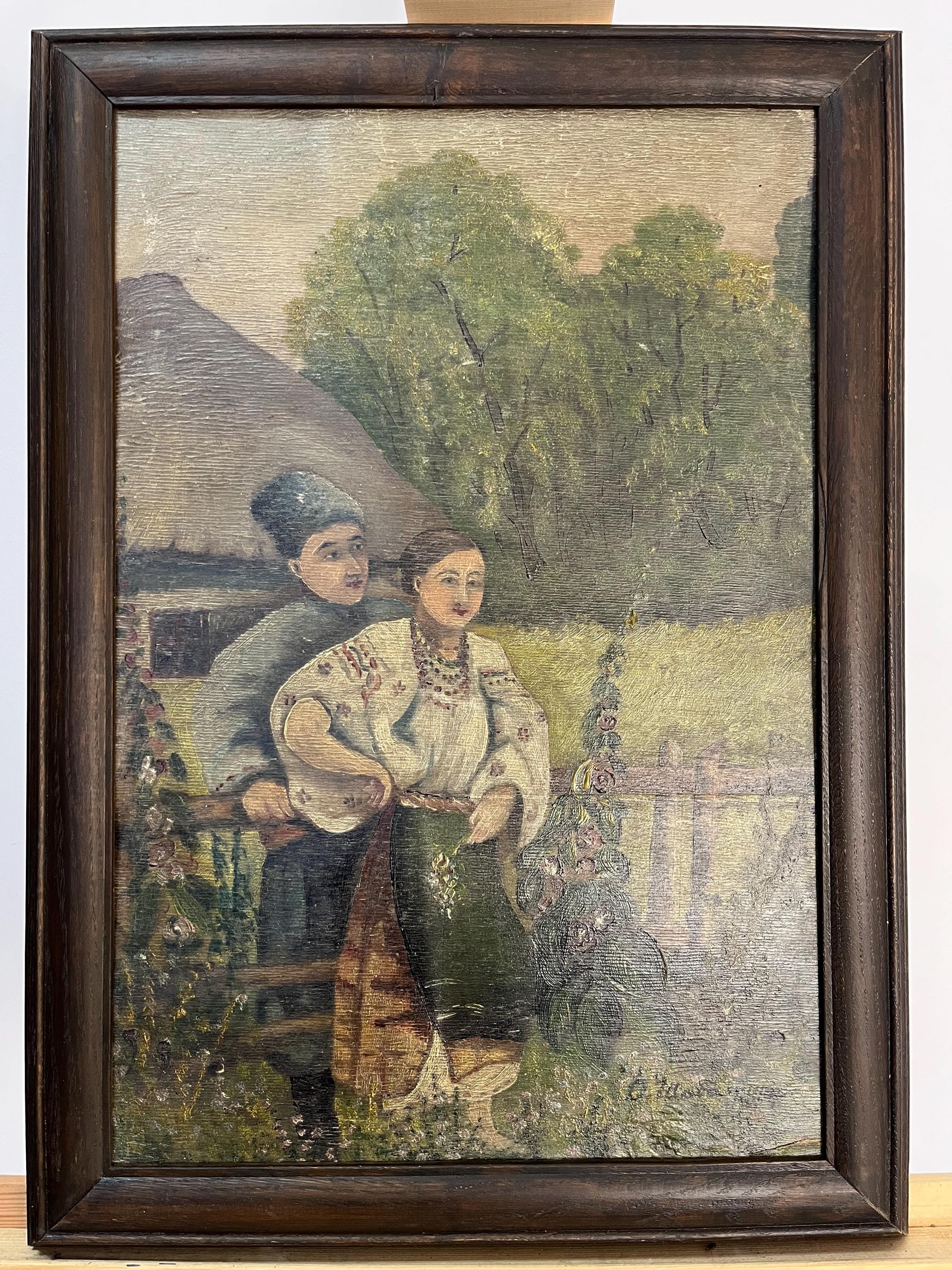 シャバトゥラ・O.作、ヴィンテージ油絵「古い夏の風景」 – 1930年代の