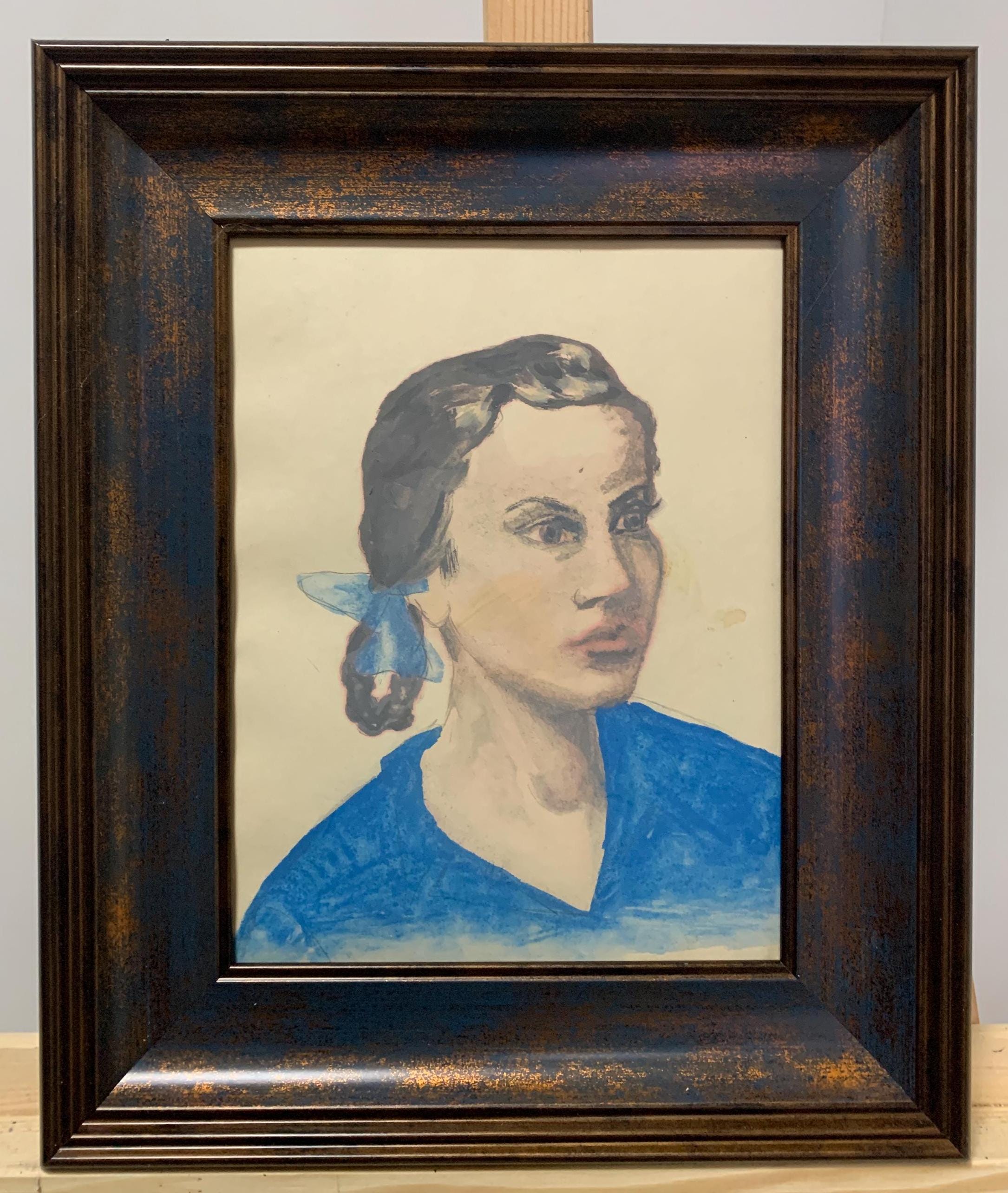 明るい前衛的な絵画「ソビエト少女の肖像」ソビエトウクライナの