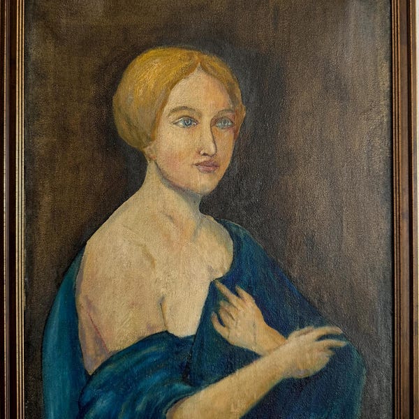 Pintura a óleo expressionista brilhante "Retrato de uma menina antiga" pintura a óleo vintage original artista ucraniano soviético, moldura,