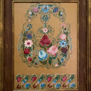 Pavlenko G., brillante cuadro expresionista "Cuadro de Petrykivska", pintura al óleo vintage original del artista ucraniano soviético, única en su tipo