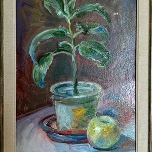 Zavadskaya, pintura a óleo brilhante estilo impressionista "Natureza morta com maçãs", pintura vintage original, artista ucraniano soviético, emoldurada