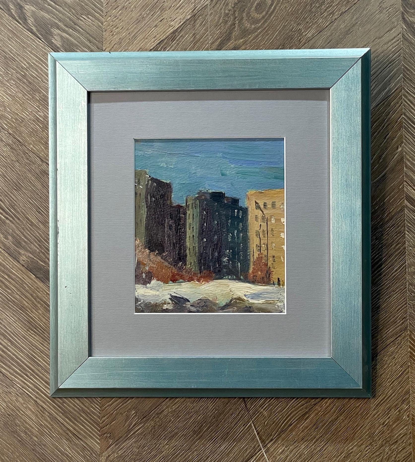 Vintage Expressionist Oil Painting: Destroyed Building, Dnipro