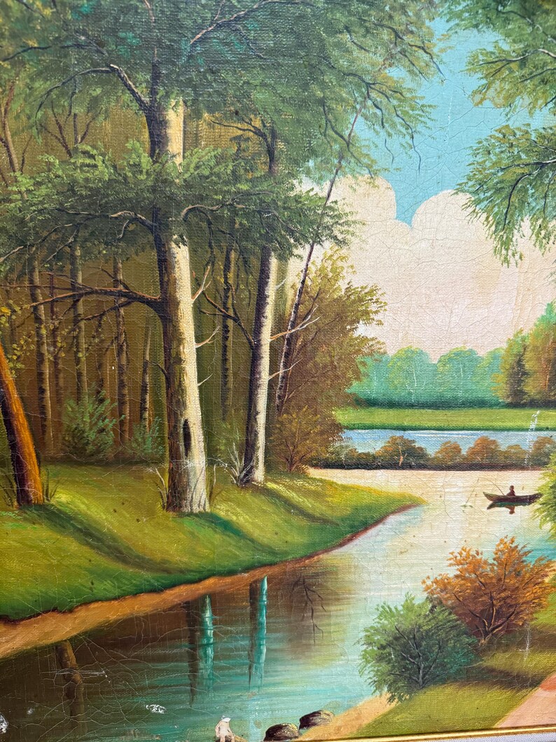 Bright Expressionism Oil Painting sunny Summer Day Original Vintage Oil