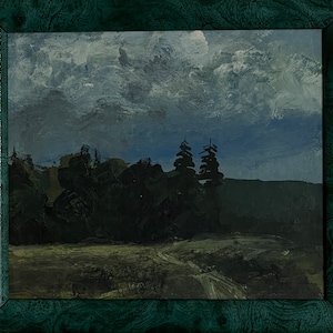 Bela pintura a óleo expressionista "Da série - Verão" pintura vintage original do artista ucraniano soviético - Gnoevoy Sergey, emoldurada