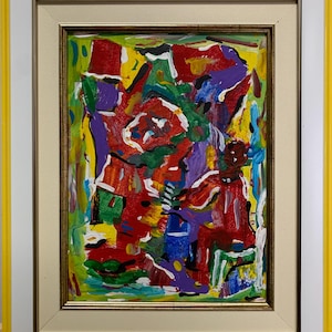 Martirosyan Zaven, brillante pintura vanguardista al óleo "Sinfonía", pintura al óleo original del artista armenio ucraniano, única en su tipo, marco elegante