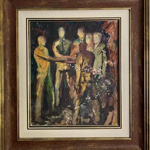 Vintage Ukrainian painting "Study for the painting Oath,"a one-of-a-kind oil painting, framed, by Dmitry Gribok
