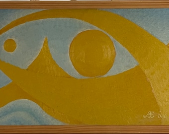 Zavadskaya, Bright oil painting in the impressionistic style &quot;Creation of the World&quot; original painting by a Ukrainian artist, wooden frame
